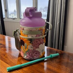 HydroJug Floral Water Bottle with Lavender Lid